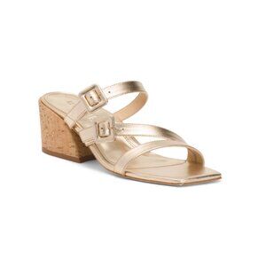 MARION PARKE Gold Metallic Made In Brazil Leather Cleo 50 Sandals